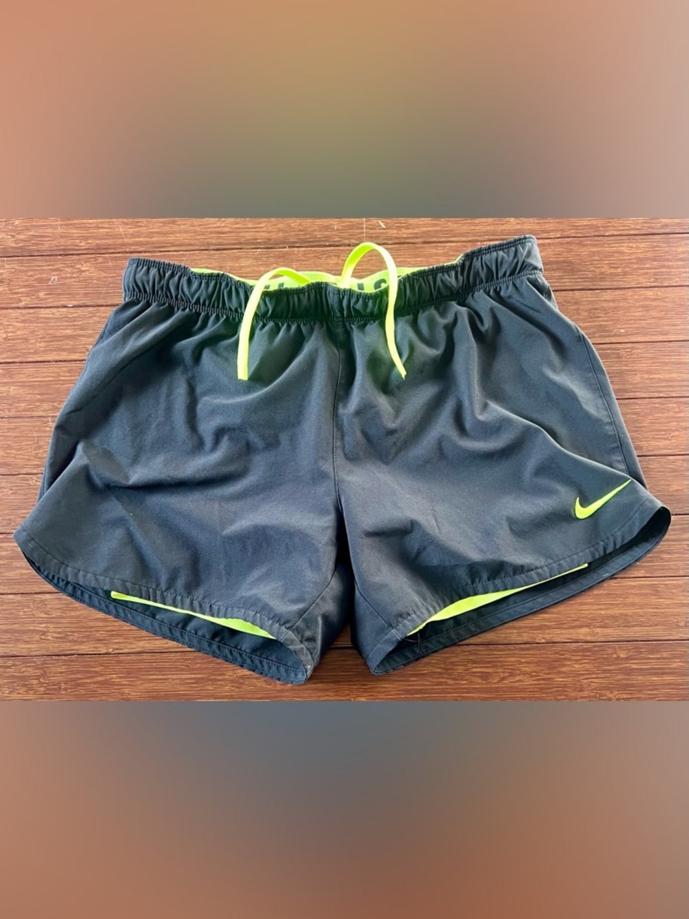 Nike Dri-Fit Black and Lime Green Training Compression Shorts Size Small running